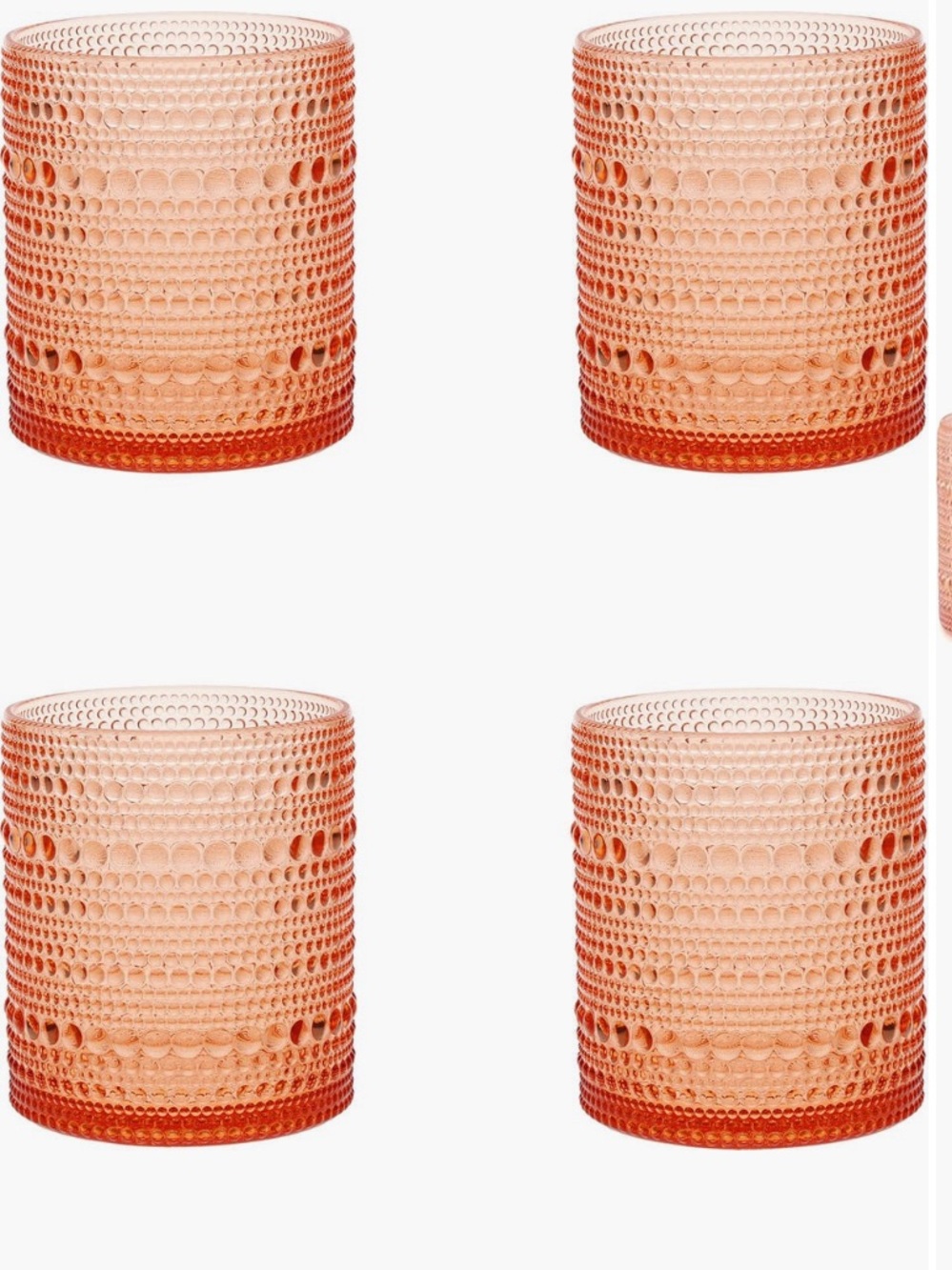 Fortessa Jupiter Set of 4 coral glasses